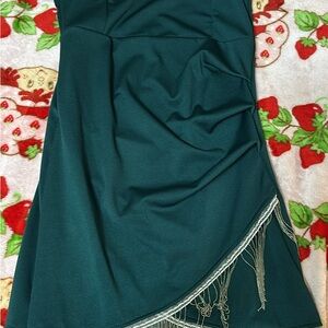 SHEIN Green Mini Dress with Fringe Detail Small